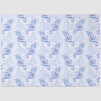 Papier Mousseline Sweet Lavender Blue Seahorse Océan nautique