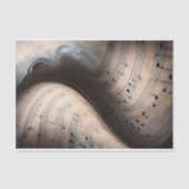 Papier Mousseline Swirling Sheet Music in Soft Teal Decoupage (Recto)