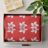 Papier Mousseline Symbole de l'orchidée blanche de Hong Kong en roug (Cadeau)