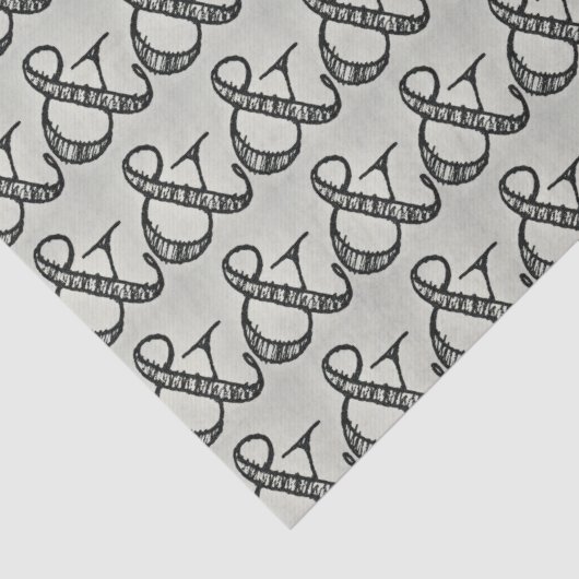 Papier Mousseline Symbole d'esperluence Scribblée Noir & Gris (Détail)