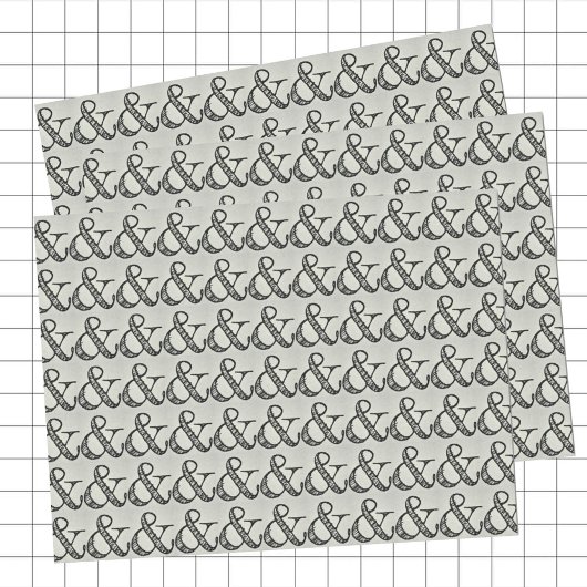 Papier Mousseline Symbole d'esperluence Scribblée Noir & Gris