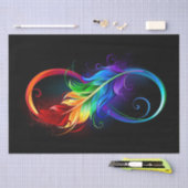 Papier Mousseline Symbole d'infini avec plume arc-en-ciel (Artisanat)