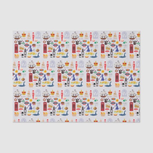 Papier Mousseline Symboles britanniques (Recto)