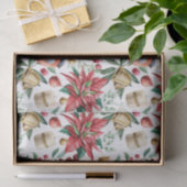 Papier Mousseline Symboles de Noël avec Poinsettia avec Robin Rouge (Cadeau)
