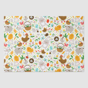 Papier Mousseline Symboles de Pâques mignons et colorés Motif sans c