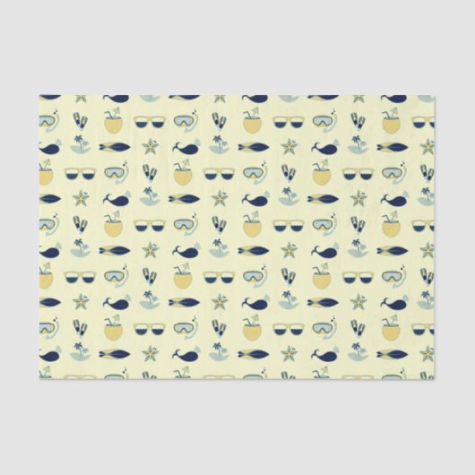 Papier Mousseline Symboles d'été tendance Motif (Recto)