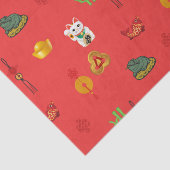 Papier Mousseline Symboles Fengshui Bonne Chance, Argent et Abondanc (Détail)