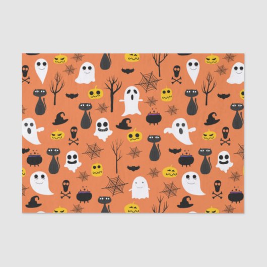 Papier Mousseline Symboles Halloween éffrayant couleurs classiques m (Recto)