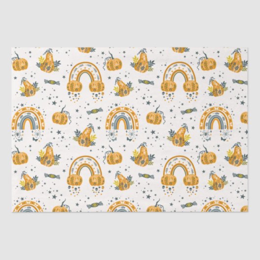 Papier Mousseline Symboles Halloween éffrayant motif (Recto)