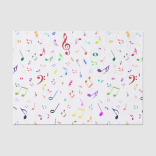 Papier Mousseline Symboles musicaux dans des couleurs d'arc-en-ciel