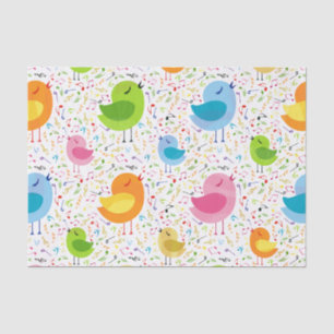 Papier Mousseline Sympa Colorful Chanter Oiseaux et notes de musique