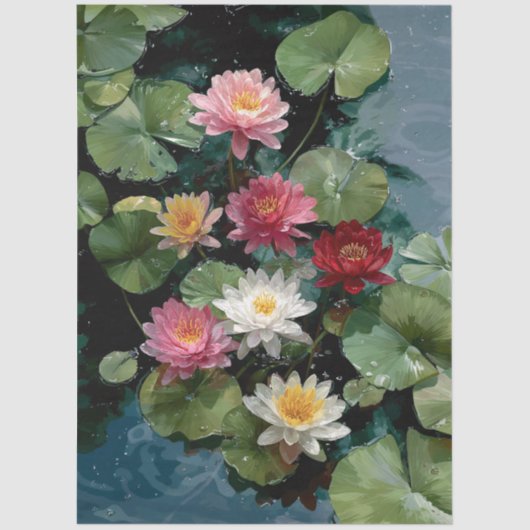 Papier Mousseline Symphony of Water Lilies Decoupage (Recto)