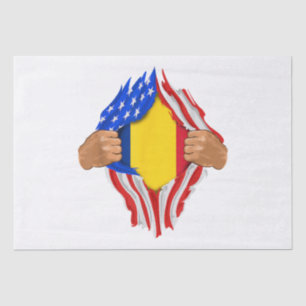 Papier Mousseline T-Shirt Sang Roumain en Moi Drapeau de la Roumanie