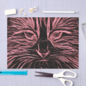 Papier Mousseline Tabby Cat Art Design Découpage noir rose (Artisanat)