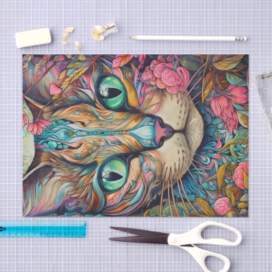 Papier Mousseline Tabby Chat Abstrait moderne (Artisanat)