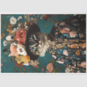 Papier Mousseline Tabby Floral Victorien Chat Robe Découpage (Recto)