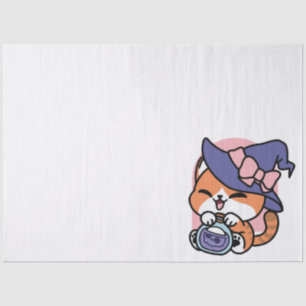 Papier Mousseline Tabby Witch Brew – Joli design de chat d'Halloween