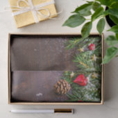 Papier Mousseline Table de Noël rustique avec pin et neige (Cadeau)