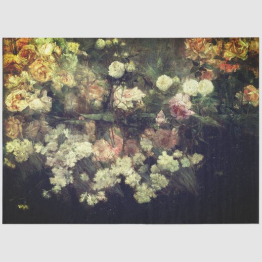 Papier Mousseline Tableau de jardin rose par découpage (Recto)