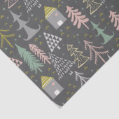 Papier Mousseline Tableau noir Arbres de Noël et Maisons Jaune rose (Détail)