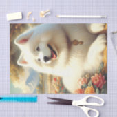 Papier Mousseline Tableau vintage Samoyed Dog (Artisanat)