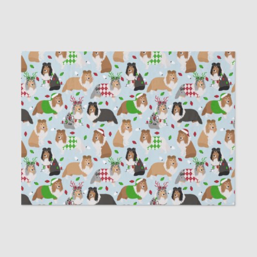Papier Mousseline Tablette de Noël Shetland Sheepdog Tissu Papier (Recto)
