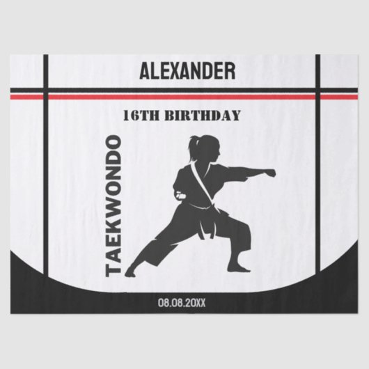 Papier Mousseline Taekwondo Player, Birthday Gift, Team Karate  (Recto)