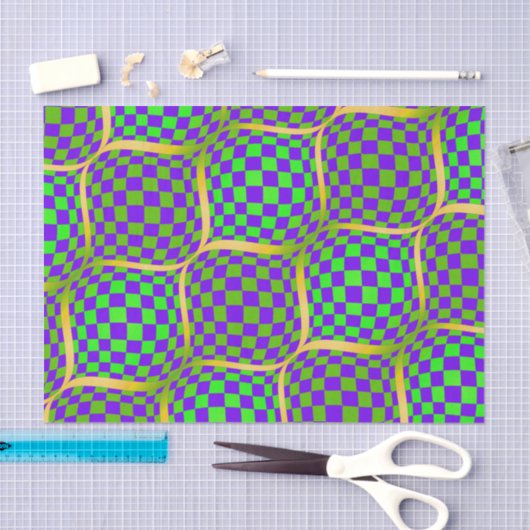 Papier Mousseline Taffi violet et ruban vert (Artisanat)