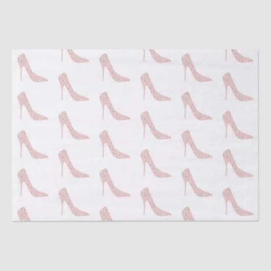 Papier Mousseline Talons Hauts Diamant Rose Argent Bridal Shower (Recto)