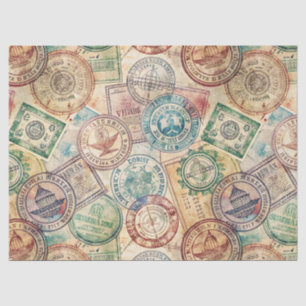 Papier Mousseline Tampon de passeport rustique motif de voyage (1)