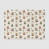 Papier Mousseline Tan and Black & White Puppies Christmas Pattern (Recto)