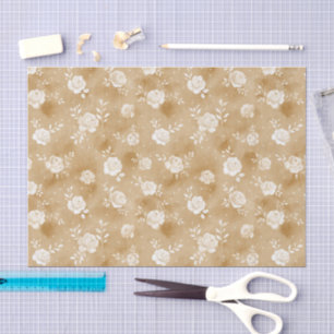 Papier Mousseline Tan Brun Crème Rose Floral Anniversaire