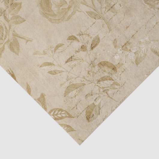 Papier Mousseline Tan Roses et écriture Découpage (Détail)