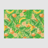 Papier Mousseline Tangerines, bananes et feuilles tropicaux (Recto)