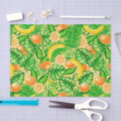 Papier Mousseline Tangerines, bananes et feuilles tropicaux (Artisanat)