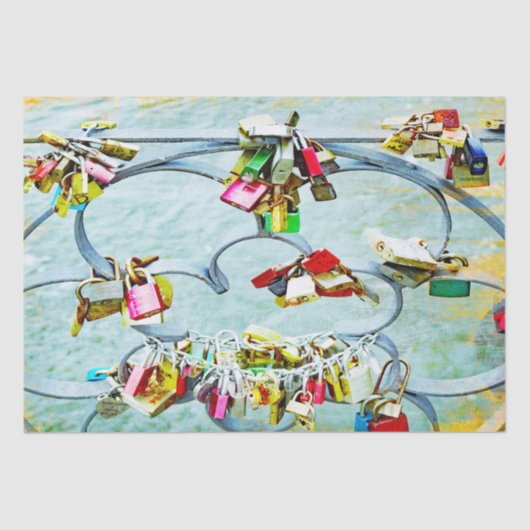 Papier Mousseline Tant d'amour ! L'amour serrure pour l'amour éterne (Recto)