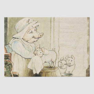 Papier Mousseline Tante Pettitoe et Trois Piglets de Beatrix Potter