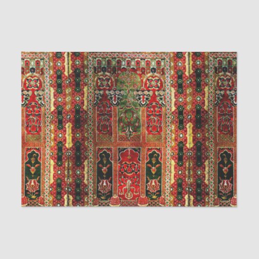 Papier Mousseline Tapis oriental en rouge et vert (Recto)