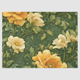 Papier Mousseline Tapisserie Florale Dorée