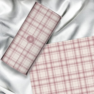 Papier Mousseline Tartan - Boho ciment blanc avec lumière à rose fon