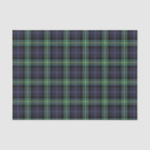 Papier Mousseline Tartan écossais vert jaune pourpre noir