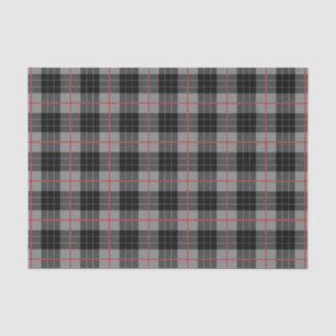 Papier Mousseline Tartan gris flanc noir plaid