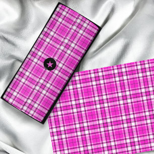 Papier Mousseline Tartan - Noir blanc rose chaud