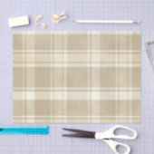 Papier Mousseline Tartan Plaid en beige, crème et jaune pâle (Artisanat)
