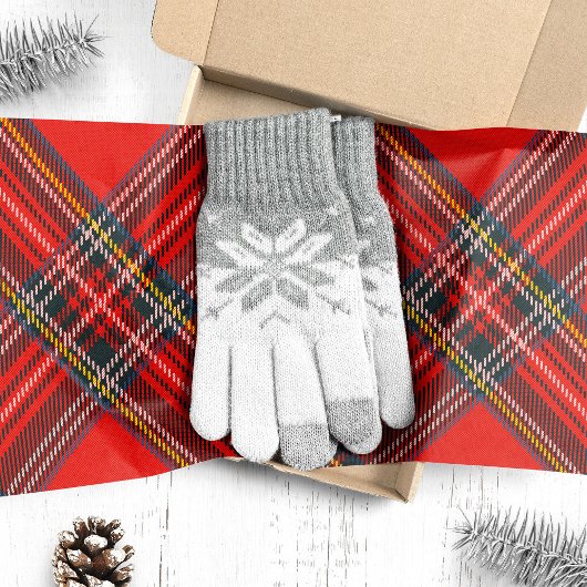 Papier Mousseline Tartan Plaid Red Christmas