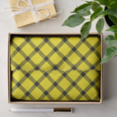 Papier Mousseline Tartan traditionnel noir jaune Plaid Motif (Cadeau)