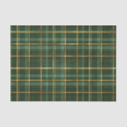 Papier Mousseline Tartan vert et or Plaid (Recto)