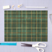 Papier Mousseline Tartan vert et or Plaid (Artisanat)