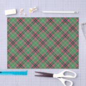 Papier Mousseline Tartan vert et rose (Artisanat)