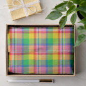 Papier Mousseline Tartan vert rose (Cadeau)